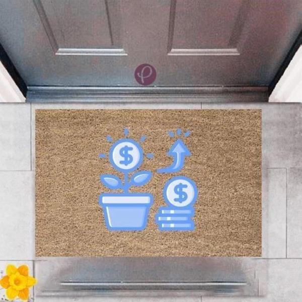Kapı Önü Paspası Dekoratif Dijital Baskı Dolar Saksı P-2410 - Image 1