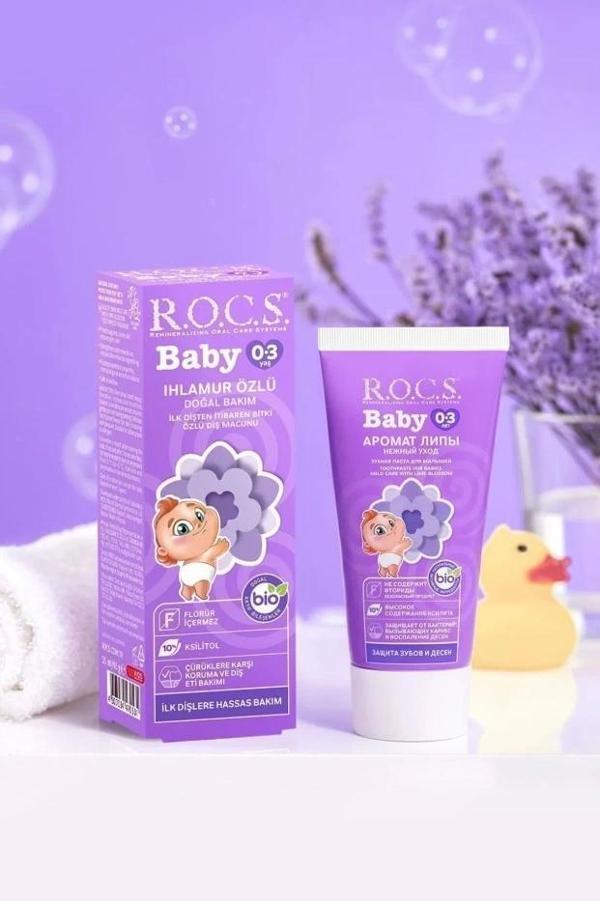 Rocs Baby Ihlamur Özlü 0-3 Yaş Florürsüz Diş Macunu 45 ml - Image 1