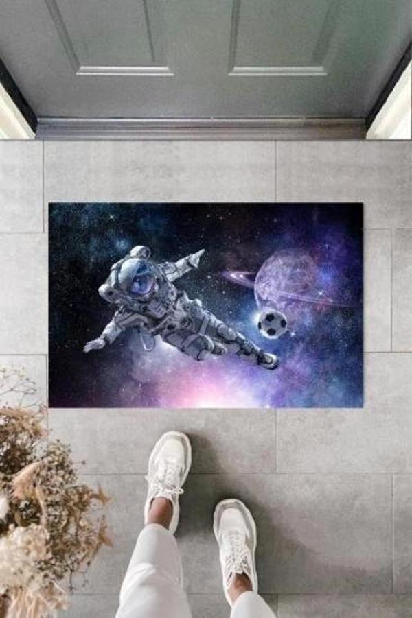 Dekoratif Dijital Galaxy Astronot Mavi Kapı Paspası Dış Mekan Paspas K-2119 - Image 1