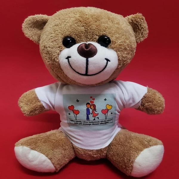Tişörtlü Kahverengi Peluş Ayıcık - Image 1