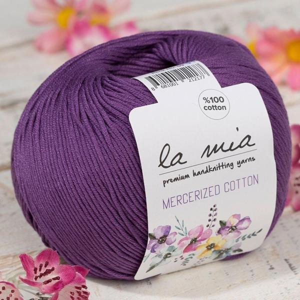 La Mia Mercerized Cotton Koyu Mor El Örgü İpi - 59 - 33593 - Image 1
