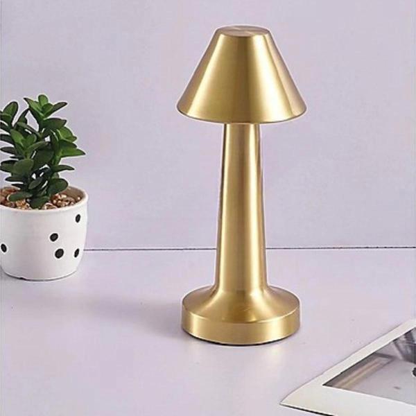 BUFFER® Çatı Model Gold Renk Şarjlı Dokunmatik 3 Renkli LED Masa Lambası - Image 1