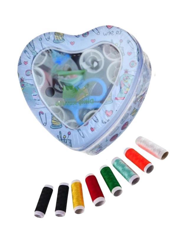 İplik Set Teneke Kutu Kalpli Dikiş Seti - Image 1