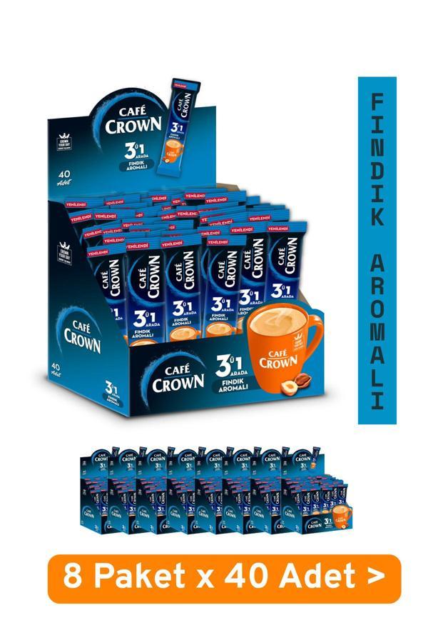 Cafe Crown 3'ü 1 Arada Fındıklı Kahve 18 gr. x 40 Adet x 8 Paket - Image 1