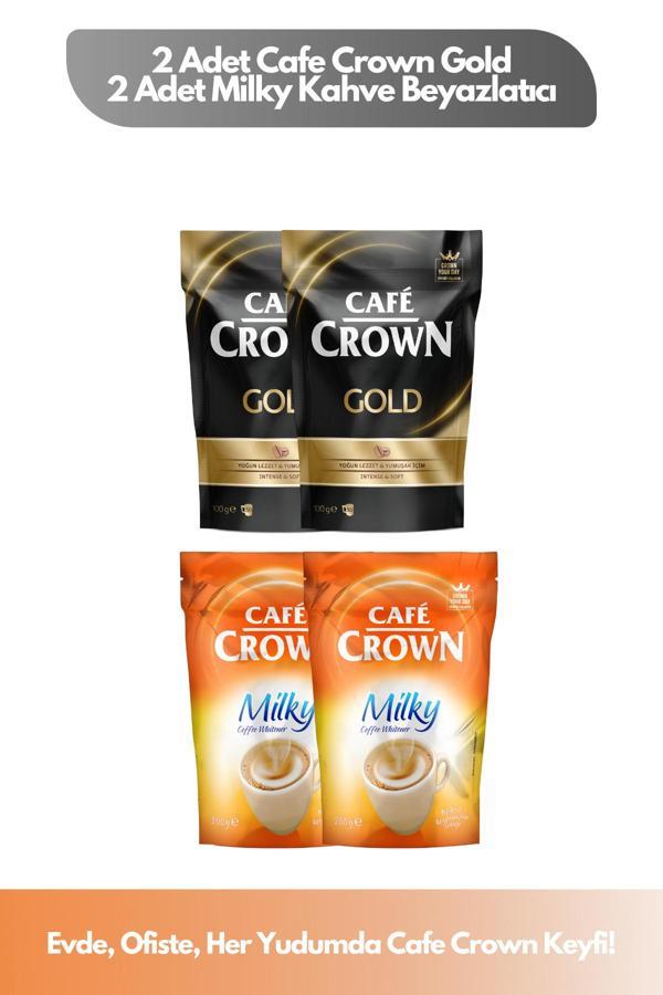 Cafe Crown 4’Lü Kahve Keyfi Paketi ( 200 gr. Gold Çözünebilir Kahve + 400 gr. Milky Kahve Beyazlatıcı) - Image 1