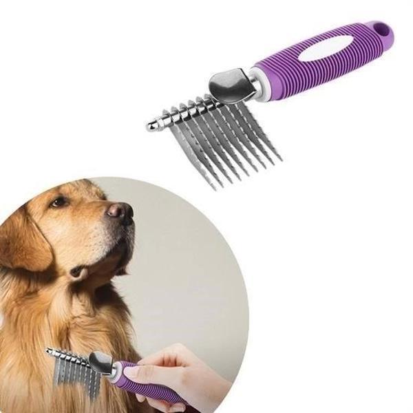 BUFFER® Düğüm Açıcı Pet Fırçası Emniyetli Uzun ve Çelik Dişli Kedi Köpek Tüy Kıtık Açma Tarağı - Image 1