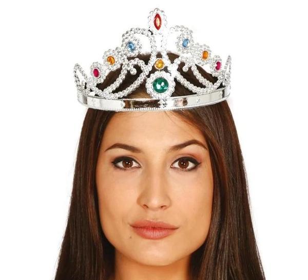 Gümüş Renk Plastik Prenses Tacı Kraliçe Tacı 60 Cm - Image 1