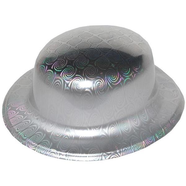 Gümüş Renk Hologramlı Plastik Yuvarlak Melon 27x24 Cm - Image 1