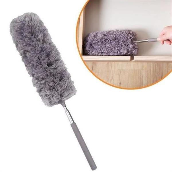 Buffer 140 Cm Teleskopik Uzatılabilir Mikrofiber Yumuşak Başlıklı Gri Toz Alma Fırçası  Toz Püskülü - Image 1