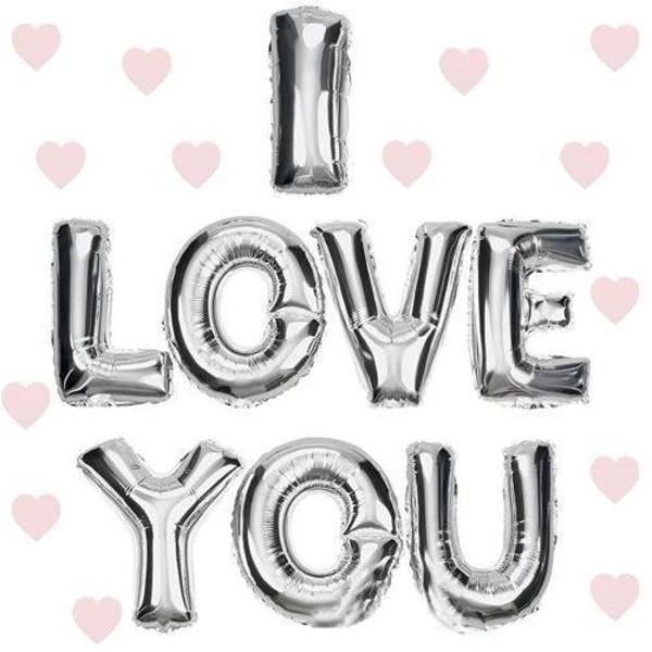 I Love You Folyo Balon Gümüş Renk 35 Cm - Image 1