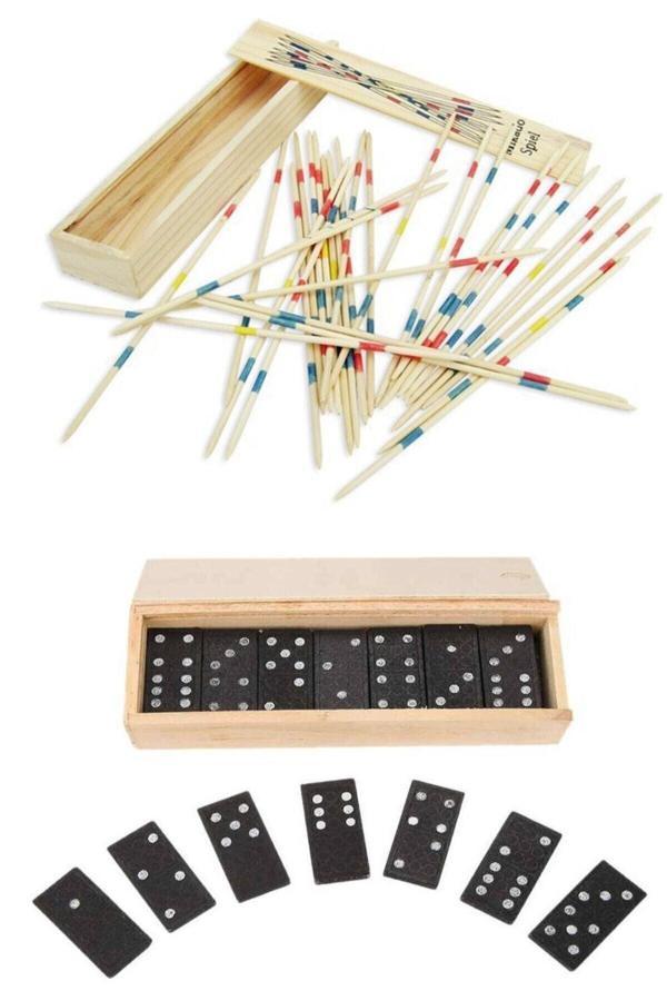 Hyd Ahşap Domino Ve Mikado Spiel Çubuk Birlikte Oyun Seti - Image 1