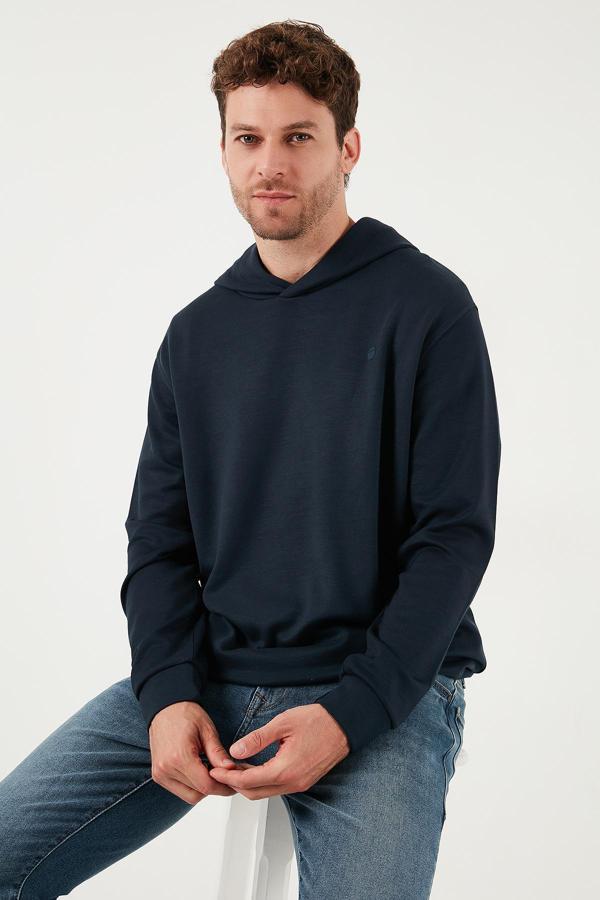 Buratti Relaxed Fit Kapüşonlu Yumuşak Dokulu Erkek Sweat 5901063 LACİVERT - Image 1