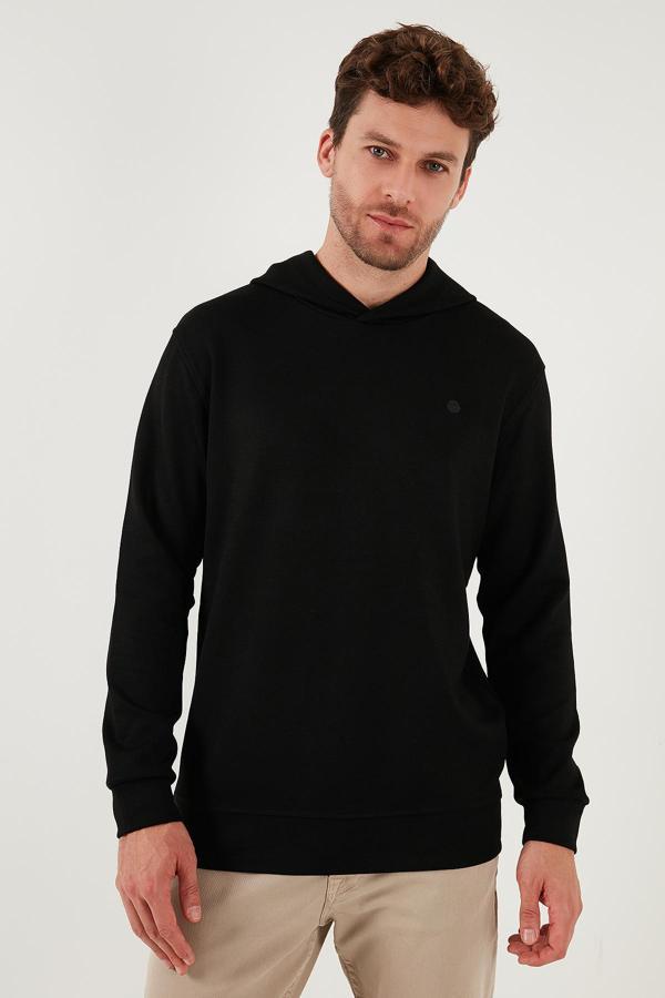 Buratti Relaxed Fit Kapüşonlu Yumuşak Dokulu Erkek Sweat 5901063 SİYAH - Image 1