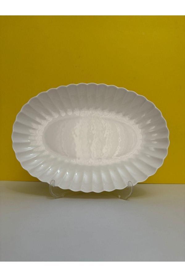 Kütahya Porselen Midye Model Bone Luz Form 27 Cm Kayık Tabak - Image 1