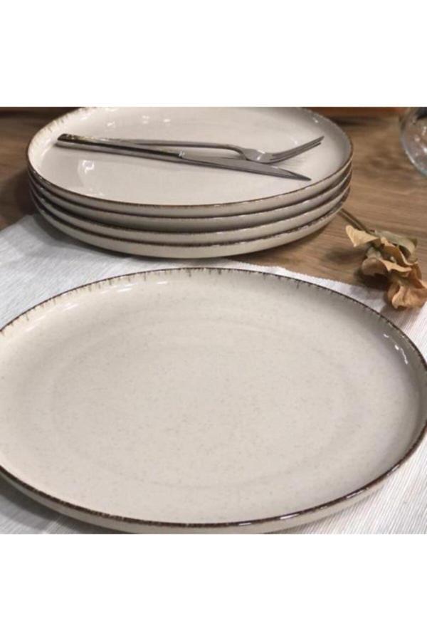 Kütahya Porselen Pearl Mood 27 Cm Krem Servis Tabakları 6 Adet - Image 1
