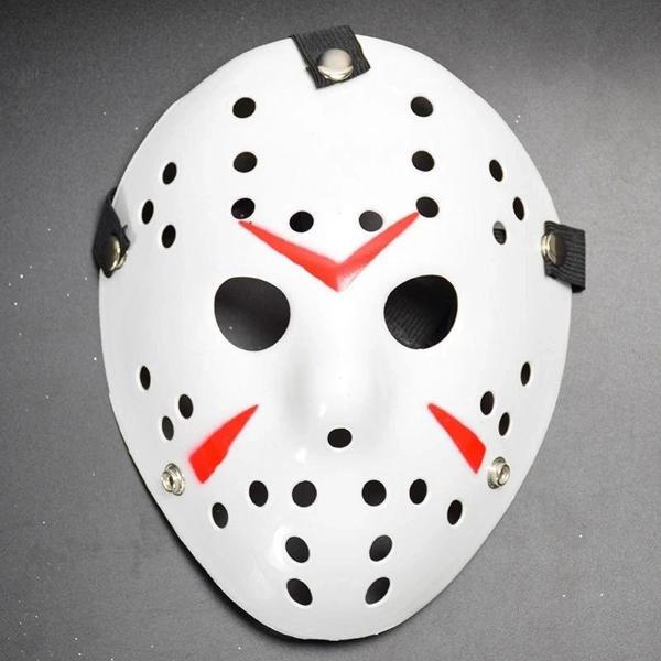 Beyaz Renk Kırmızı Çizgili Tam Yüz Hokey Jason Maskesi Hannibal Maskesi - Image 1