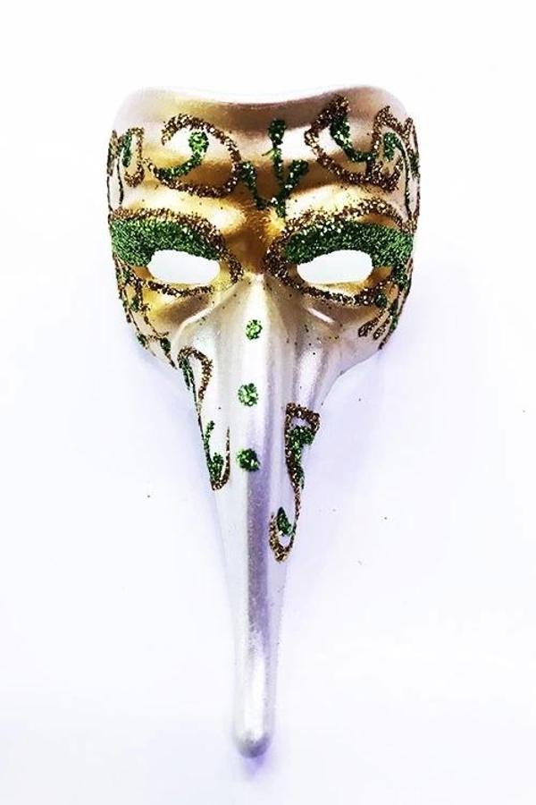 Yeşil Renk İşlemeli Seramik Malzemeden İmal Venedik Uzun Maske Magnet - Image 1