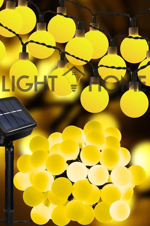Light Home 50 Led 7 Metre Sarı Led Işık Güneş Enerjili Solar Bahçe Balkon Ağaç Lambası Aydınlatması Tasarruflu - Image 1