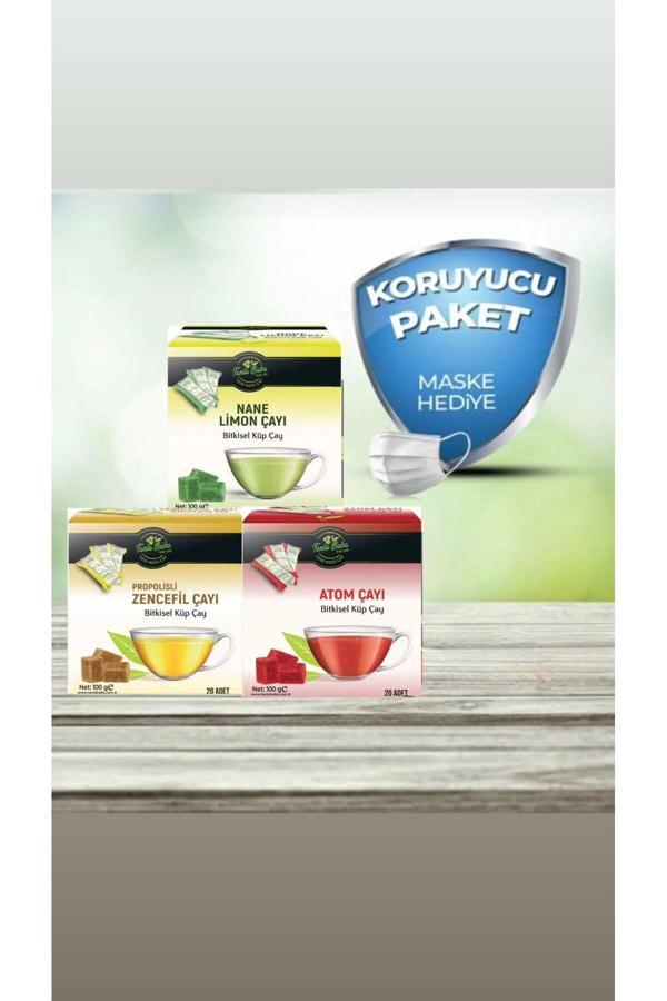 Tanla Baba Sargılı Küp Çay 3'Lü Koruyucu Paket Nane Limon, Propolis, Atom Çay Doğal Çay Bitkisel Çay - Image 1