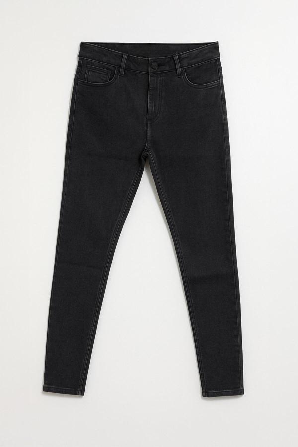 Kadın Yüksek Bel Skinny Fit Likralı Antrasit Jean Pantolon - Image 1