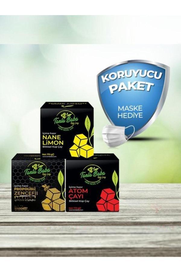 Tanla Baba Küp Çay 3'Lü Koruyucu Paket Nane Limon, Propolis, Atom Çay Doğal Çay Bitkisel Çay Bitki Çayı - Image 1