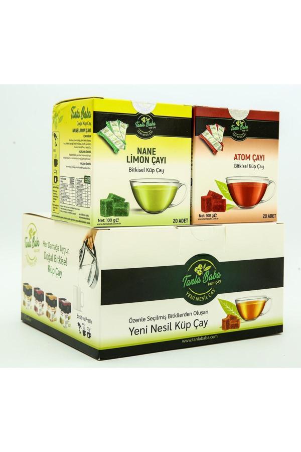 Tanla Baba Sargılı Nane Limon Çayı 100Gr Ve Sargılı Atom Çayı 100Gr 2'Li Paket Çay Doğal Bitkisel Küp Çay - Image 1