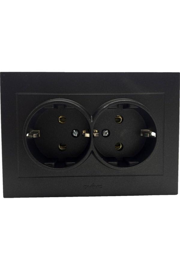 Akınsan Elektrik Ovivo Grano Siyah Ikili Topraklı Priz Çerçeveli - Image 1