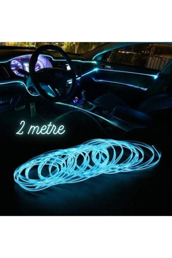 Luxe Araç Araba Içi Torpido Şerit Ledi Renkli Ip Neon Ip Led 2 Metre Buz Mavi - Image 1
