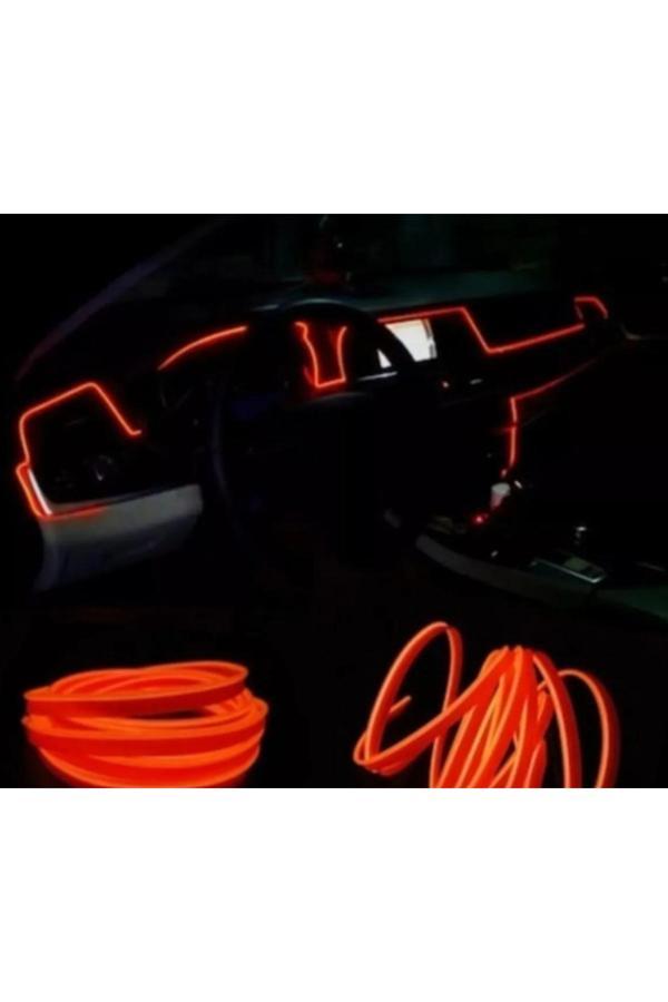 Otovoo Araç Içi Torpido Şerit Ledi Renkli Ip Neon Led 2 Metre Turuncu Koyu - Image 1
