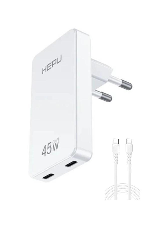 Hepu Hp-C33 Yeni Nesil 45W GAN 2 x Typ-C PD Şarj Adaptörü - Image 1