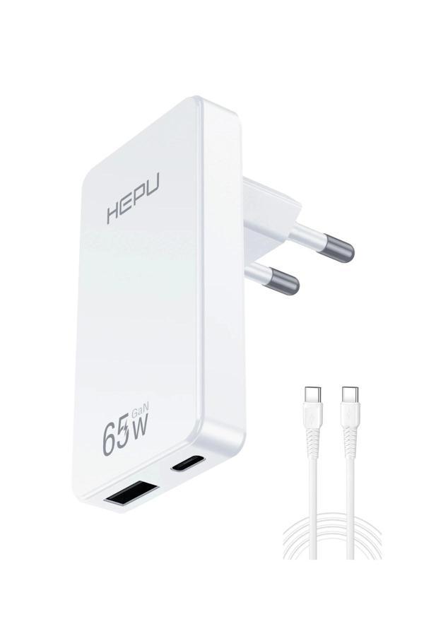 Hepu Hp-C36 Yeni Nesil 65W GAN 1 x Typ-C PD 1 x USB QC Şarj Adaptörü - Image 1