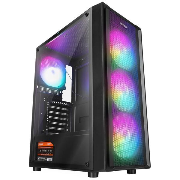 Everest MIDION Mesh PEAK 350W 4*120MM Rainbow Fanlı Temperli Camlı Mid-T Gaming Oyuncu Kasası - Image 1
