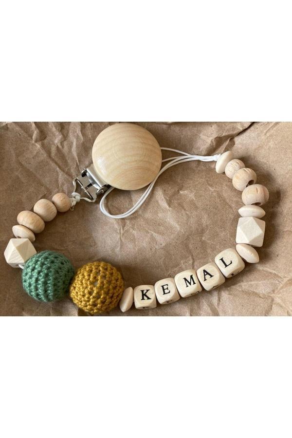 Tiny Wood İsimli Emzik Zinciri Doğal Ahşap Emzik Askısı Doğal Emzik Klipsi - Image 1