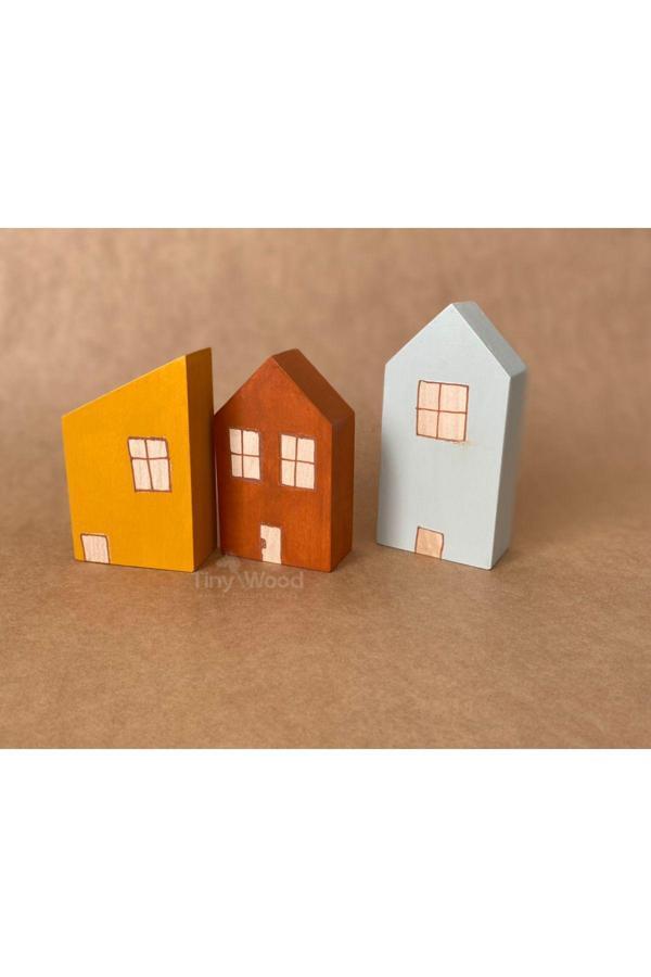 Tiny Wood İskandinav Waldorf Ahşap Oyuncak Ev Seti, Ahşap Oyuncak Evler 3 Lü - Image 1