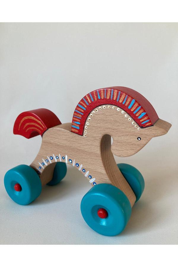 Tiny Wood Ahşap Oyuncak At, Doğal Ahşap Çocuk Oyuncağı, Oyuncak At - Image 1