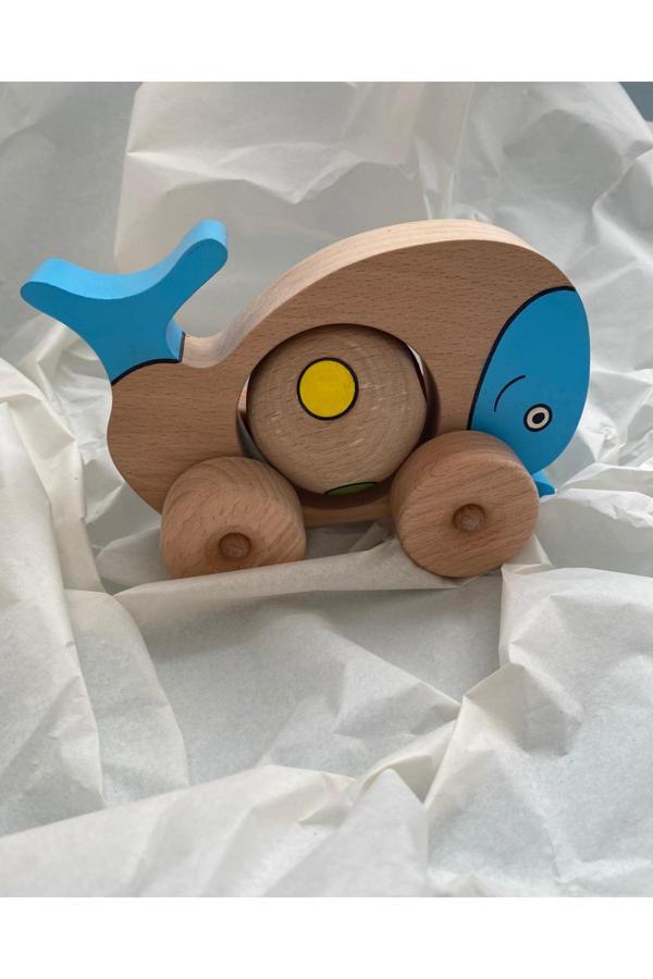 Tiny Wood Ahşap Oyuncak Balina Sevimli Mavi Balina Bebek Ve Çocuk Oyuncağı - Image 1