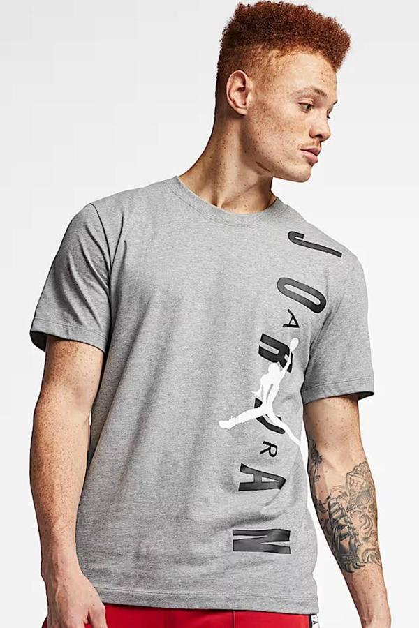 Nike Jordan Jumpman Vertical Air Stretch Crew Tee Erkek Logolu Tişört Gri - Image 1