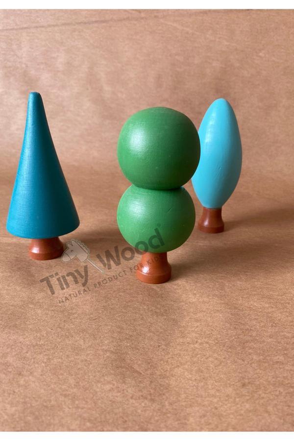 Tiny Wood Ahşap Waldorf Orman Seti - 3'Lü Ağaç Seti Eğitsel Oyuncak - Image 1