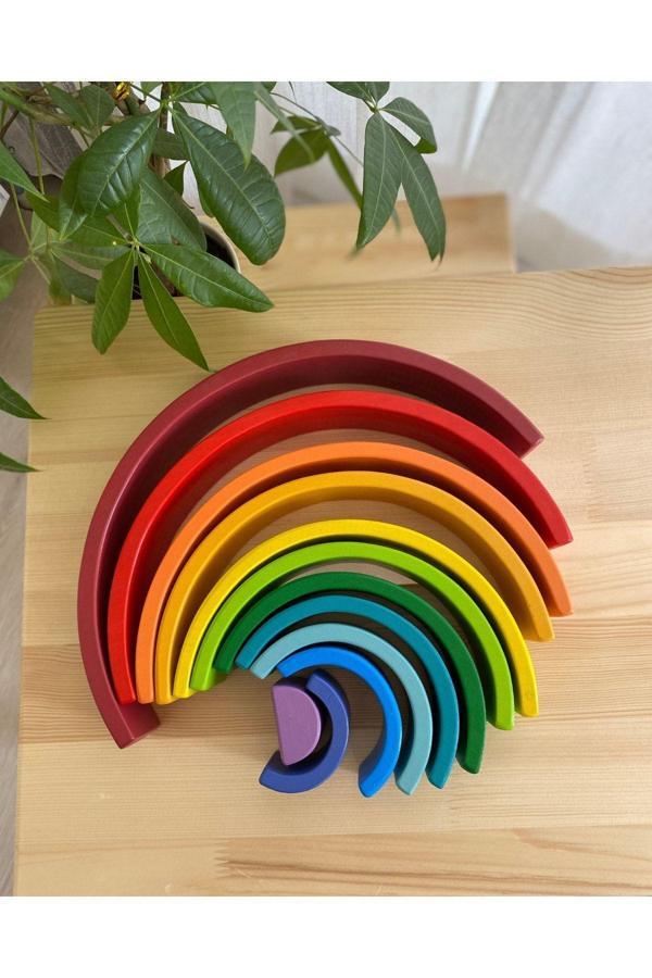 Tiny Wood Waldorf Gökkuşağı 12 Li Ahşap Oyuncak -Eğitsel Açık Uçlu Oyuncak Orta Boy - Image 1