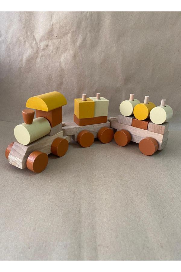 Tiny Wood Ahşap Bloklu Eğitici Bul-Tak Tren Oyuncak Seti - Image 1