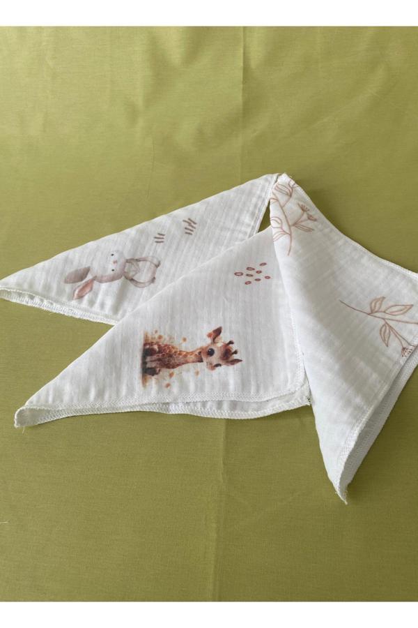 Tiny Wood 3' Lü  Set Desenli Müslin Bebek Ağız Mendili %100 Pamuk 20 X 20 Cm - Image 1