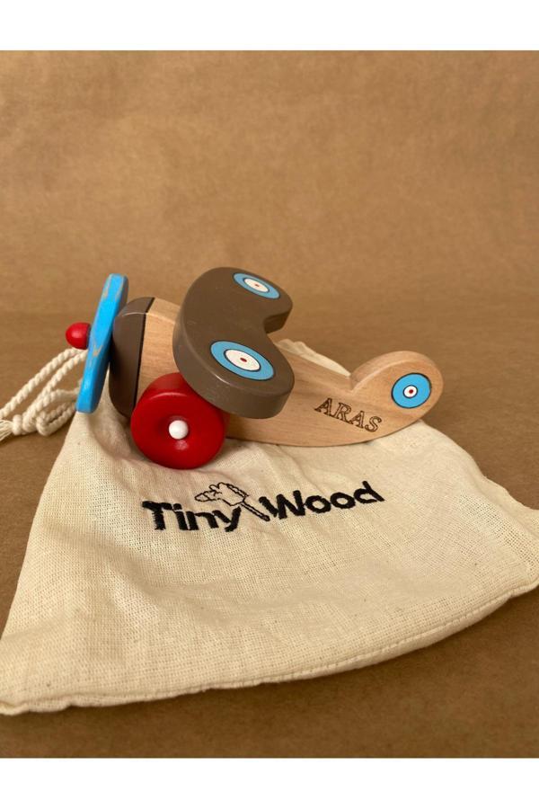 Tiny Wood İsme Özel Ahşap Oyuncak Uçak | Doğal Kayın Ağacından El Yapımı Montessori - Image 1