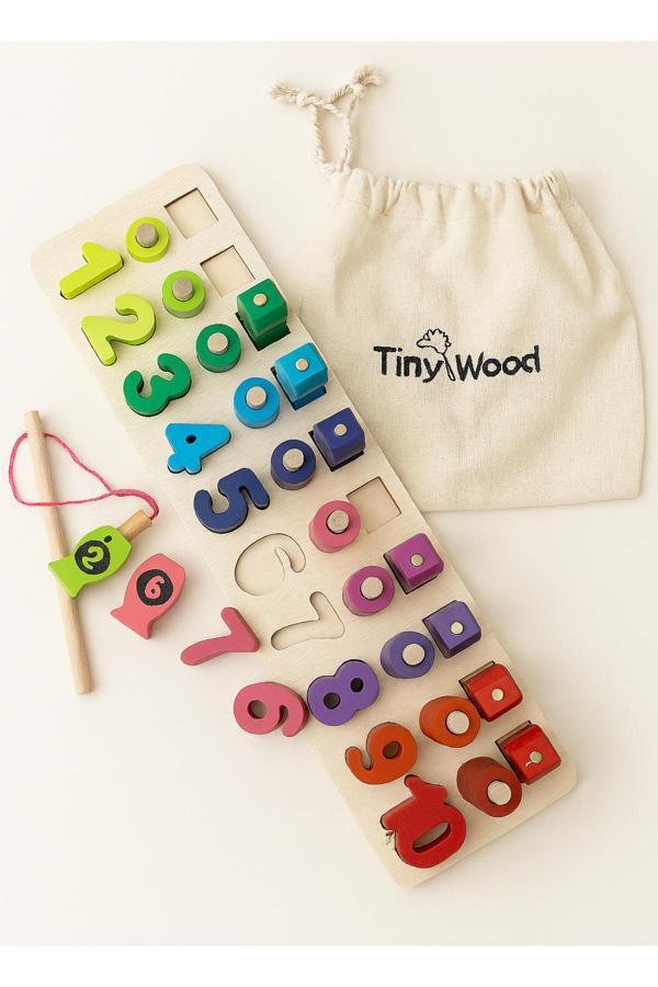 Tiny Wood Ahşap Manyetik Olta İle Balık Tutma & Sayı Sıralama Oyunu – Montessori Eğitici Oyuncak (12×41 Cm) - Image 1