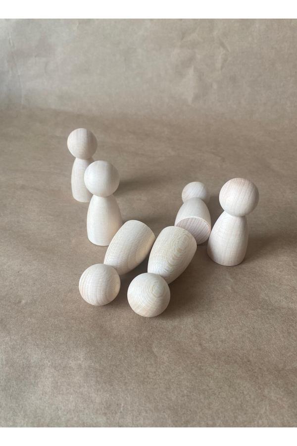 Tiny Wood 6'Lı Ahşap Peg Bebek Seti - Image 1