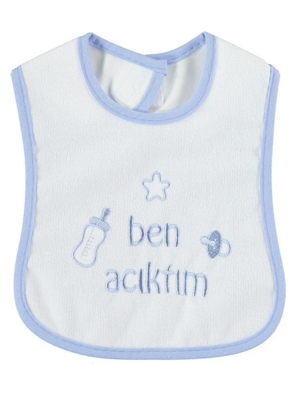 Civil Baby Ben Acıktım Nakışlı Mama Önlüğü - MaviStandart - Image 1