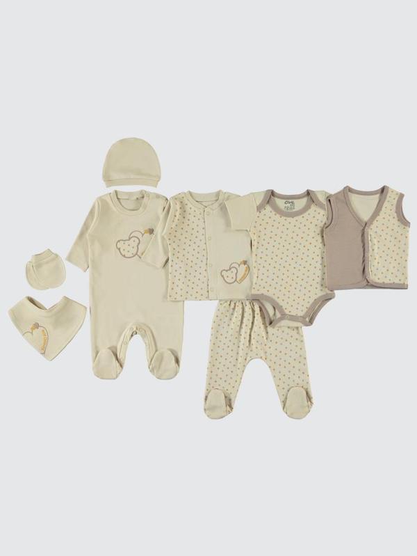 Civil Baby Kız Bebek 8'li Zıbın Setleri  - Kahverengi0-1 Ay - Image 1