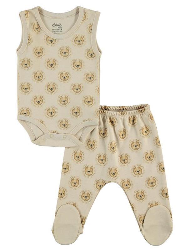 Civil Baby Erkek Bebek 6'lı Zıbın Setleri  - Bej0-1 Ay - Image 1