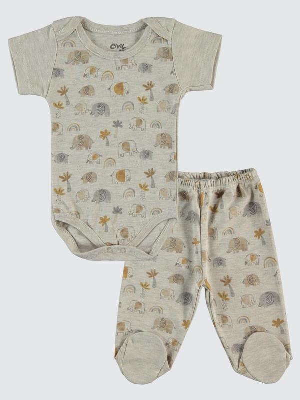 Civil Baby Erkek Bebek 6'lı Zıbın Setleri  - Bej0-1 Ay - Image 1
