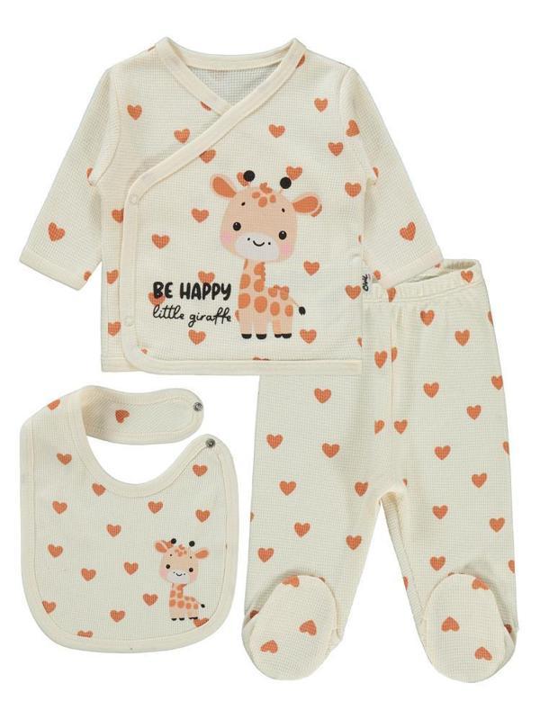Civil Baby Kalp Zürafa Zıbın Takımları - Fil Dişi0-1 Ay - Image 1