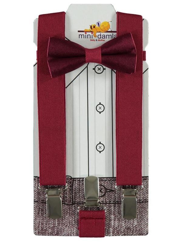 Mınıdamla Papyon Pantolon Askısı Takımı - BordoStandart - Image 1